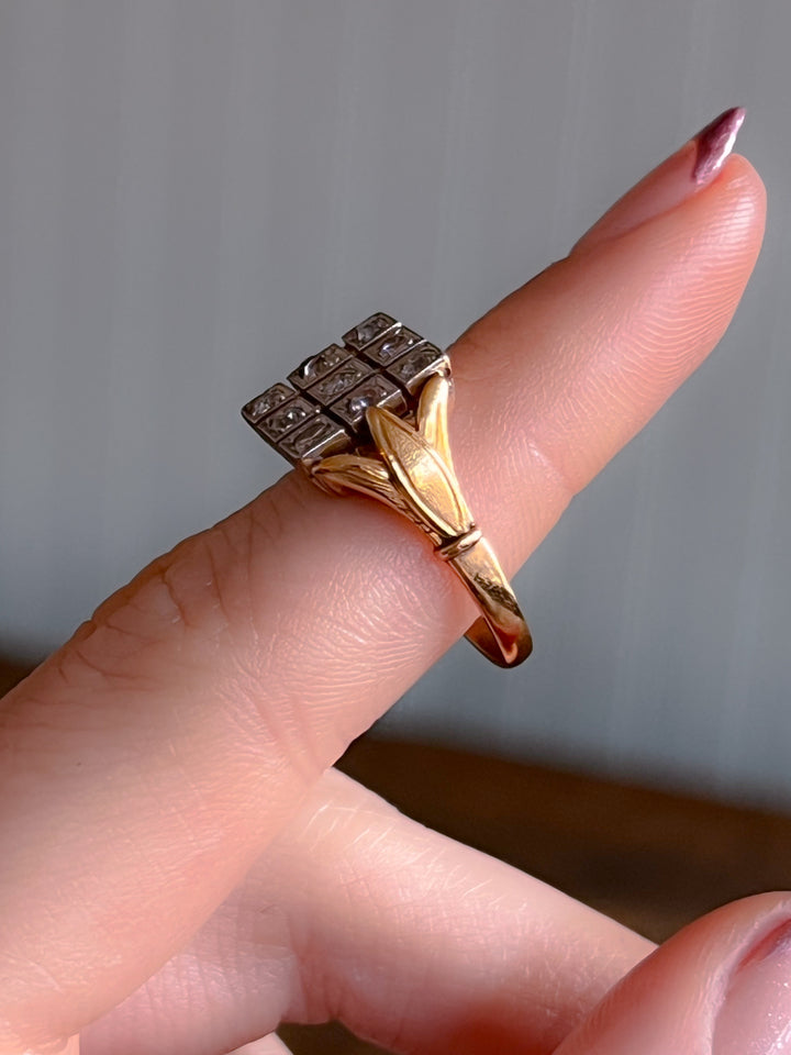 Victorian Diamond Plaque Ring in 18ct with Platinum Top 1.30ctw