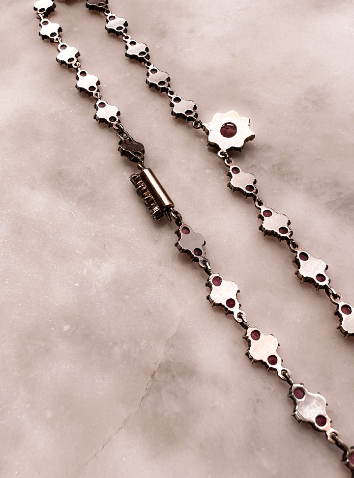 Glorious English Victorian Pink Topaz and Diamond Color Paste Collar