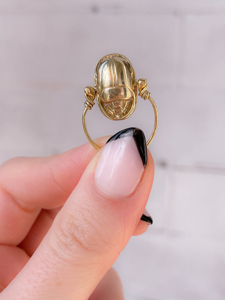 Large Scale 18k Scarab with Ankh Glyph on Reverse