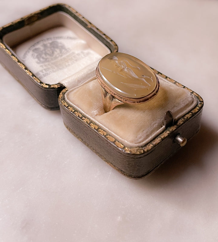 Early 19th Century White Agate Intaglio in 12k