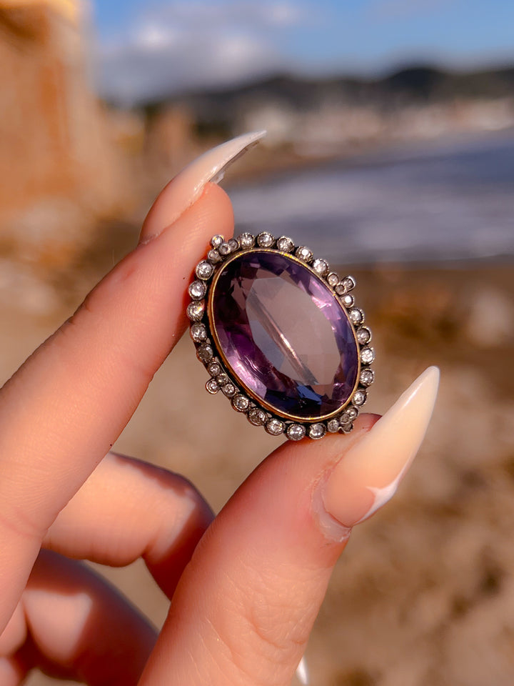 Victorian Diamond and Amethyst Brooch
