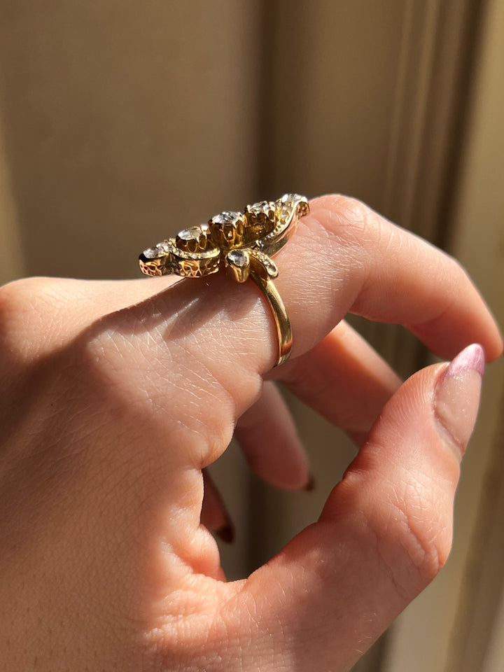 Superb Victorian Rose Cut Diamond ring in 18ct