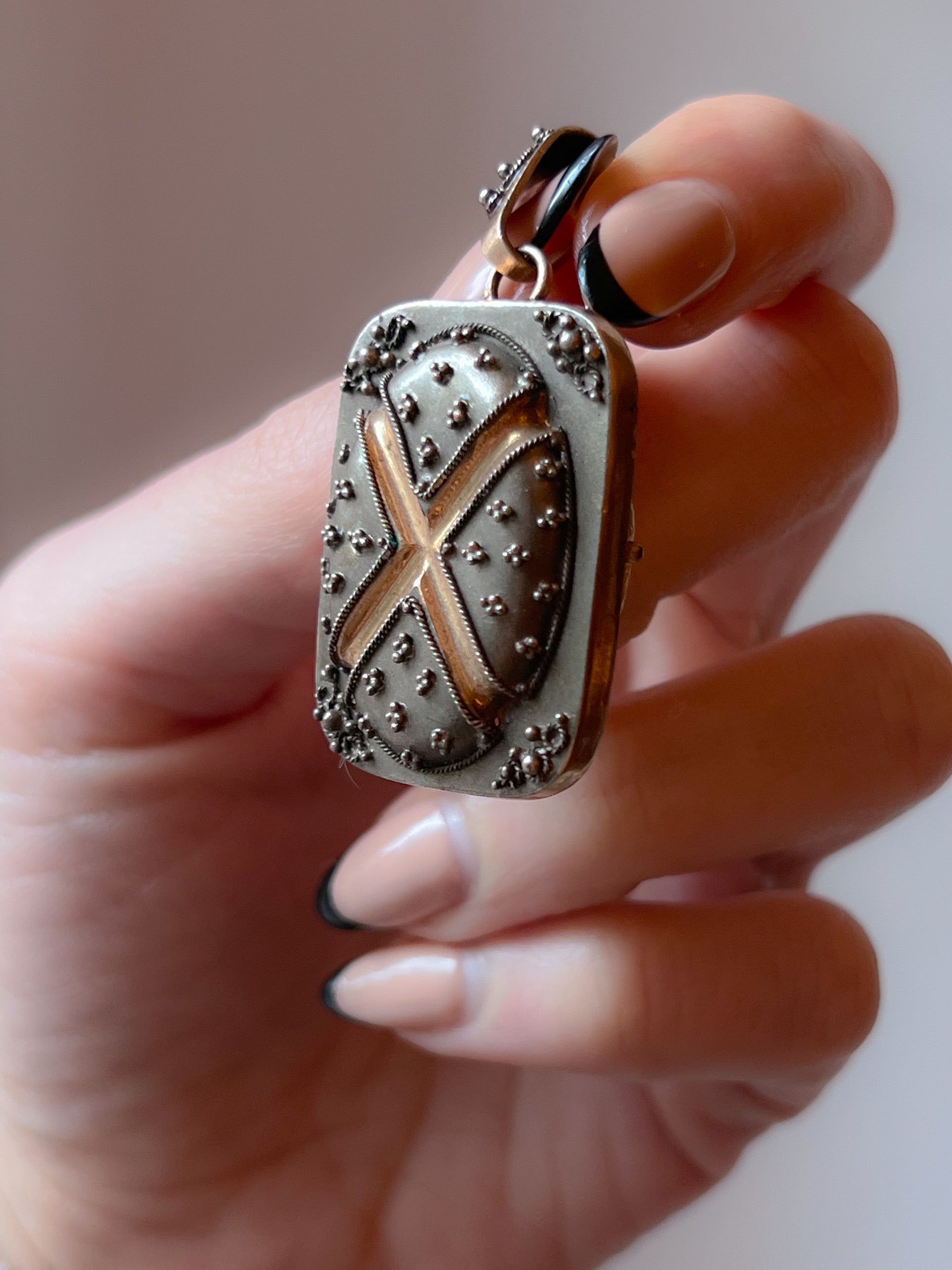 French 19th Century Locket in Sterling & Vermeille