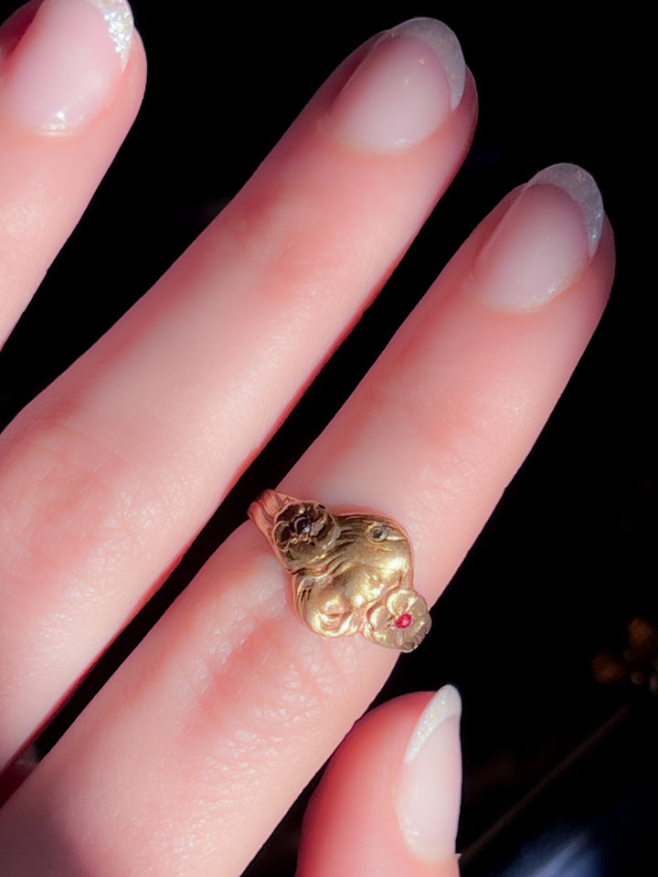 Exceptional Late 19th C Art Nouveau Figure Ring