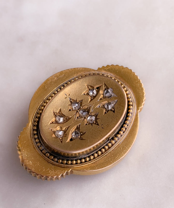 Gorgeous 15k Victorian Diamond Brooch