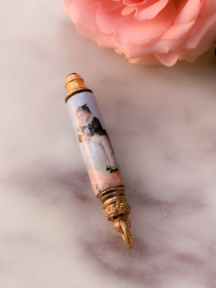 Gold Cased Pencil with Depiction of Boy Circa 1810 *