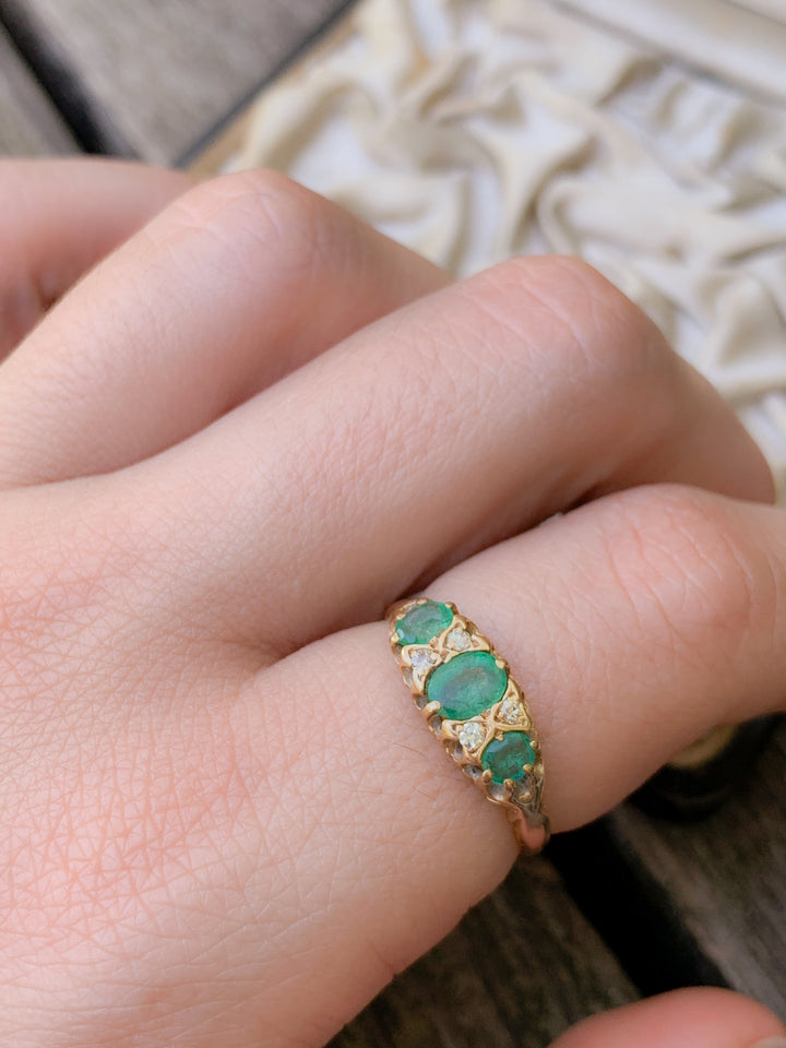 9k Emerald and Diamond Edwardian English Band *