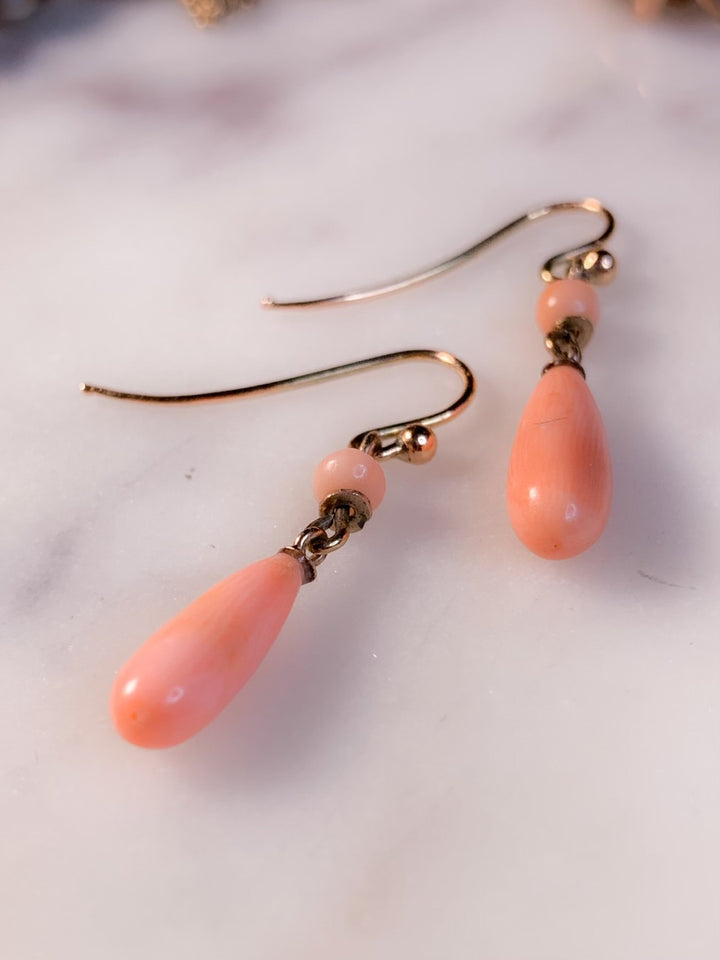 Delightful Coral Drop Earrings in 9k