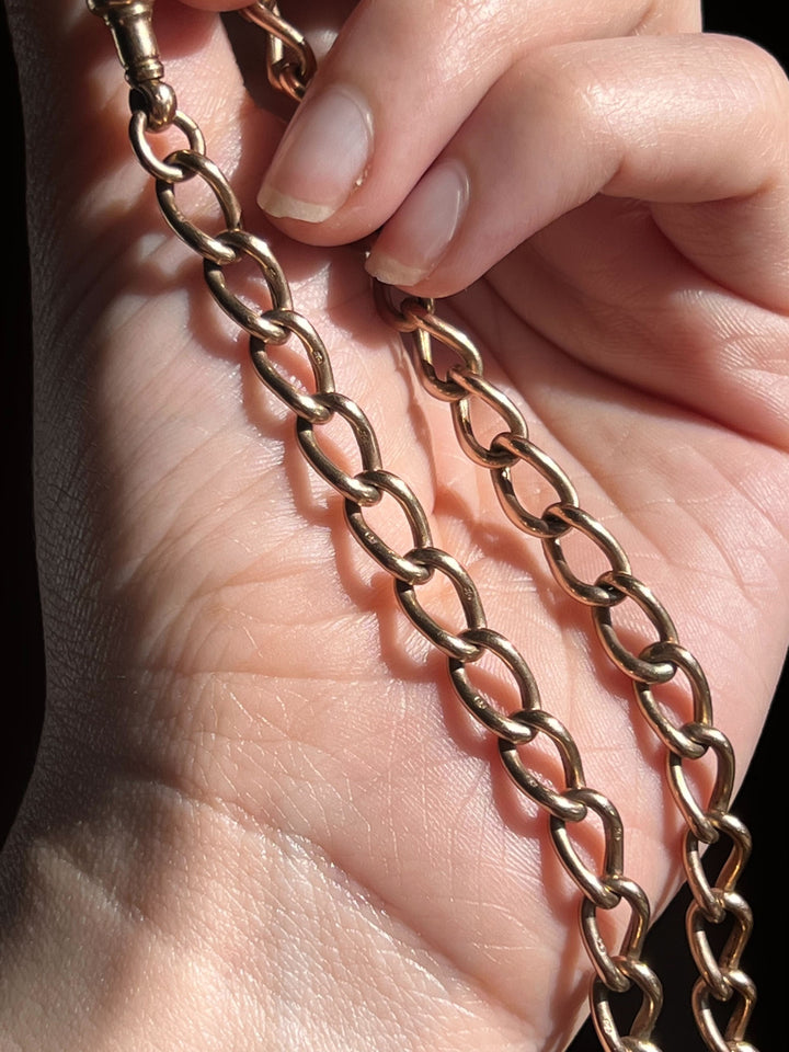 Sassy Pink Gold Double Dog Clip Watch Chain