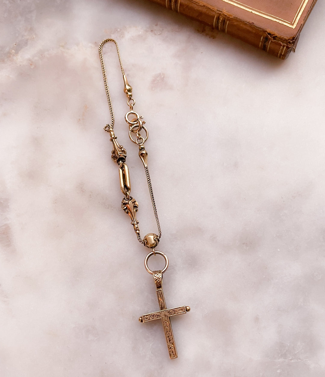 Stunning Cross Albertina with Embellished Chain