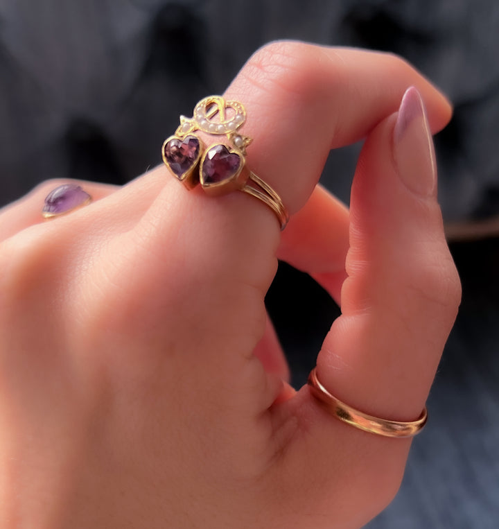 Victorian Double Heart Conversion Ring