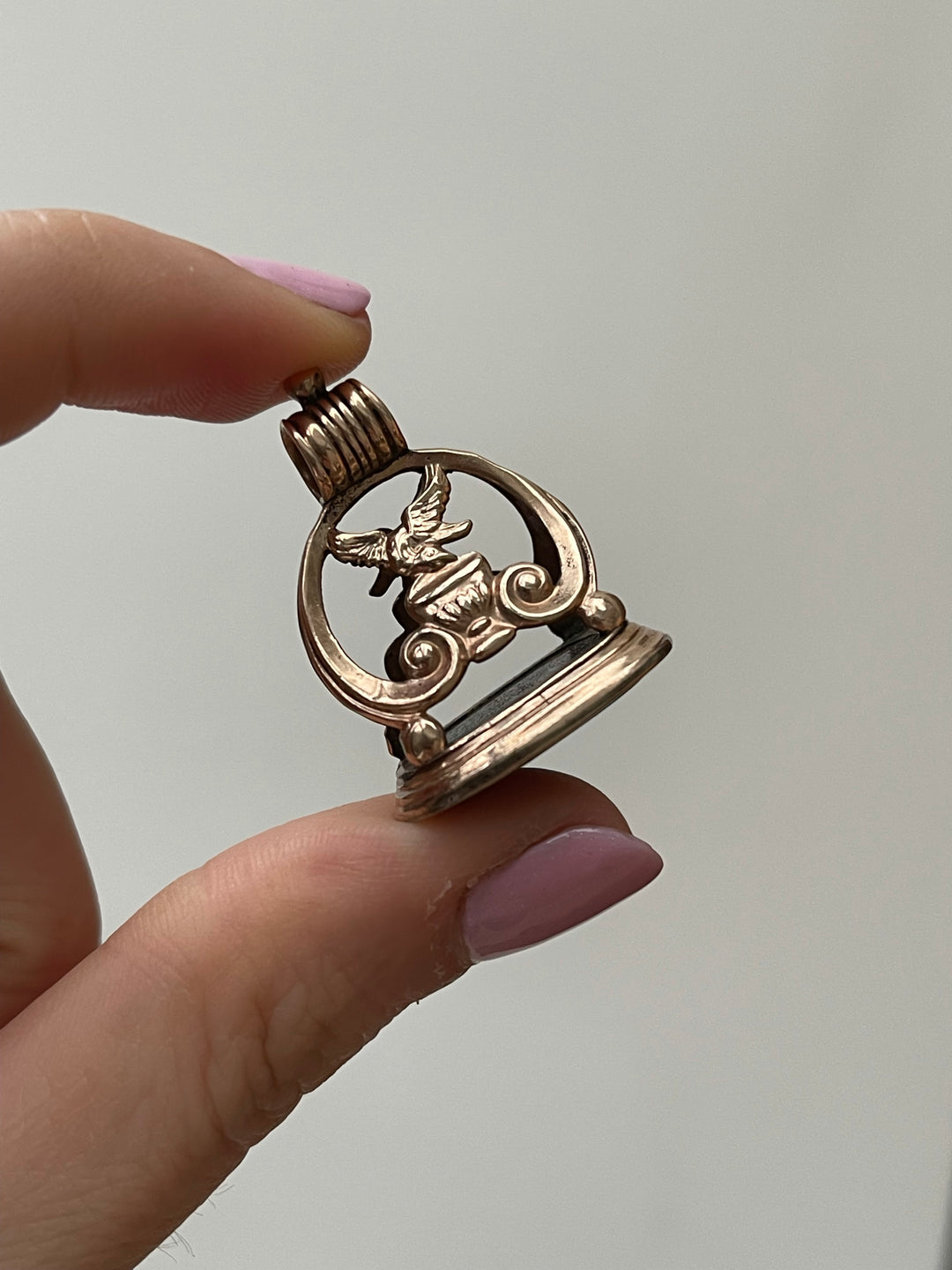 9k Pink Gold Fob Drinking From Chalice