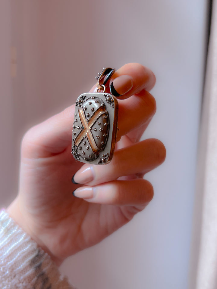 French 19th Century Locket in Sterling & Vermeille