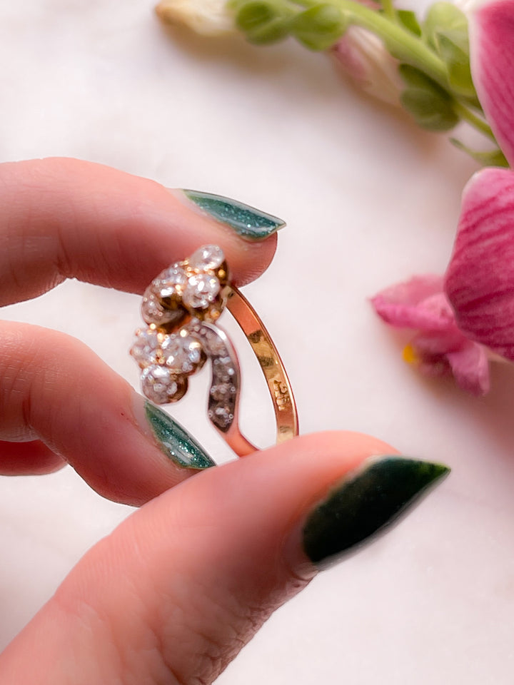 Outstanding 18k and Platinum Diamond Bypass Ring