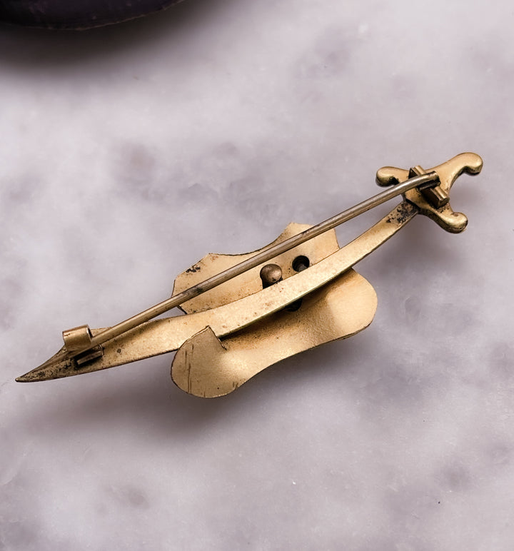 Gold-Filled Scimitar with Paste Ruby Bug