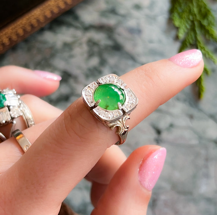 14ct White Gold Candy Apple Jade Conversion Ring