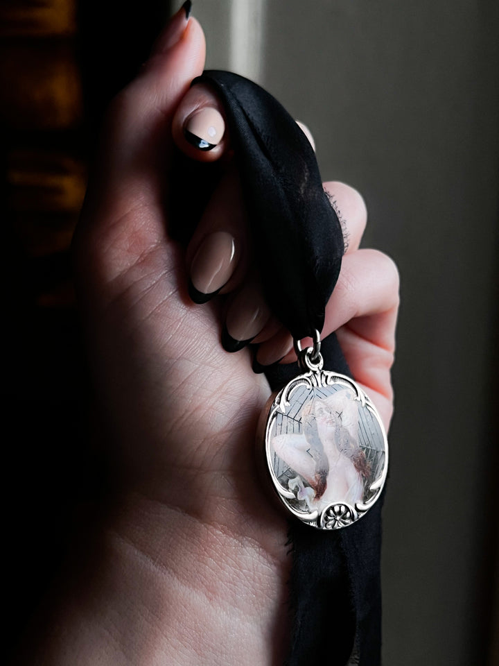 Outstanding Edwardian Enamel Locket of Mary Pickford as The Spider Lady