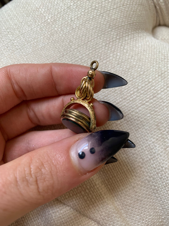 9k Sardonyx and Bloodstone Flip Fob