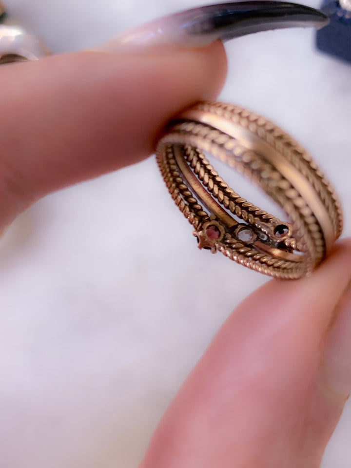 Victorian Garnet and Diamond Ring Circa 1890