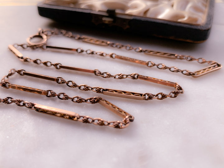 9k Stunning Edwardian Pink Gold Hallmarked Chain