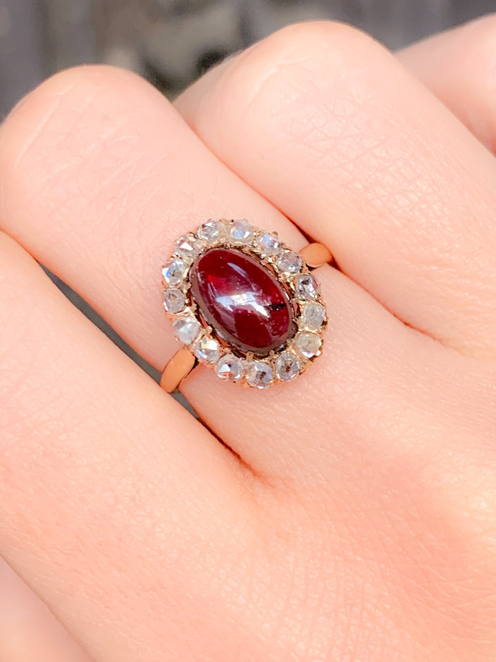 14ct Garnet and Diamond Ring C 1890