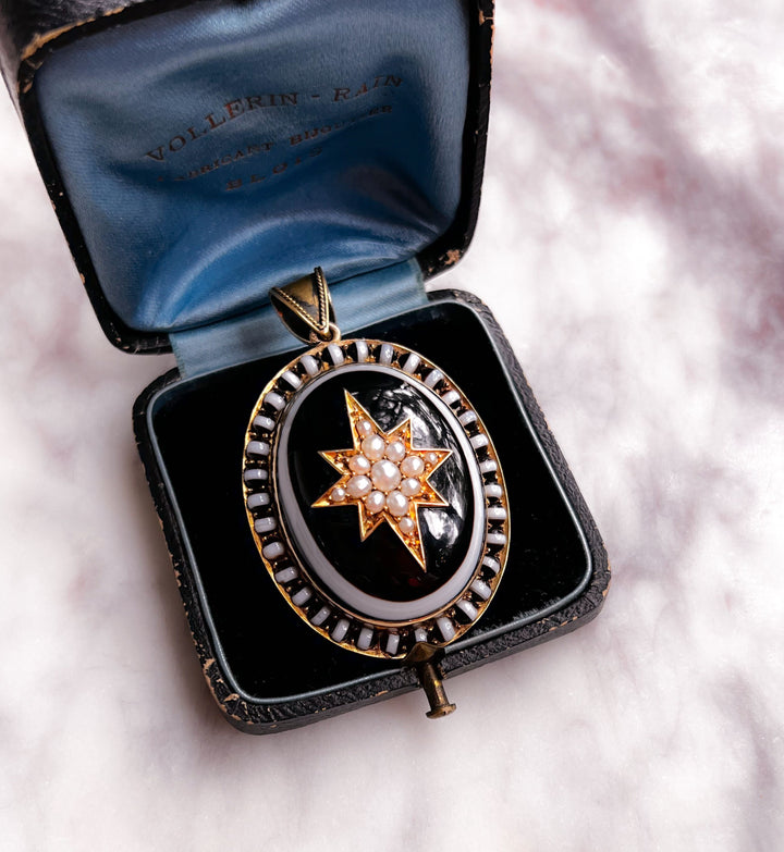 15k Incredible Etruscan Revival Bullseye Agate Locket