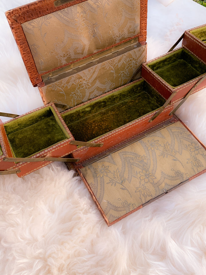 French Victorian Leather "Unfolding" Box