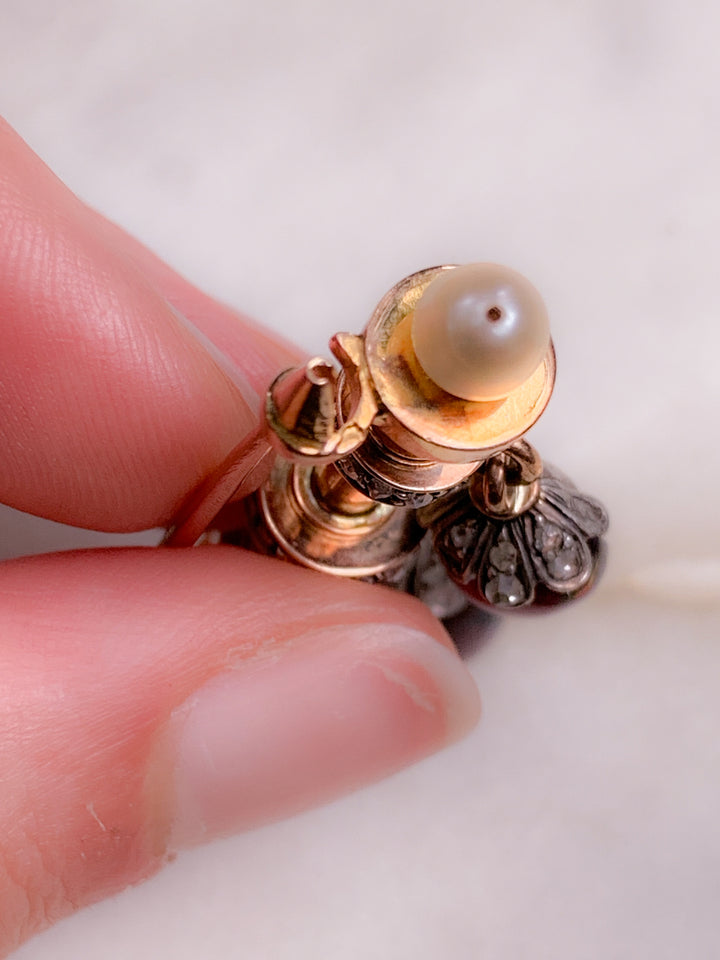 Exceptional French 18ct, Platinum, Garnet and Diamond Brooch Circa 1860-70