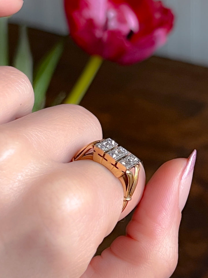 Victorian Diamond Plaque Ring in 18ct with Platinum Top 1.30ctw