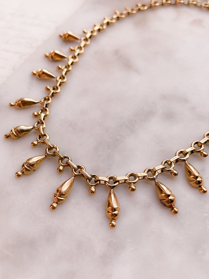 Beautiful 18k French Etruscan Revival Drop Collar