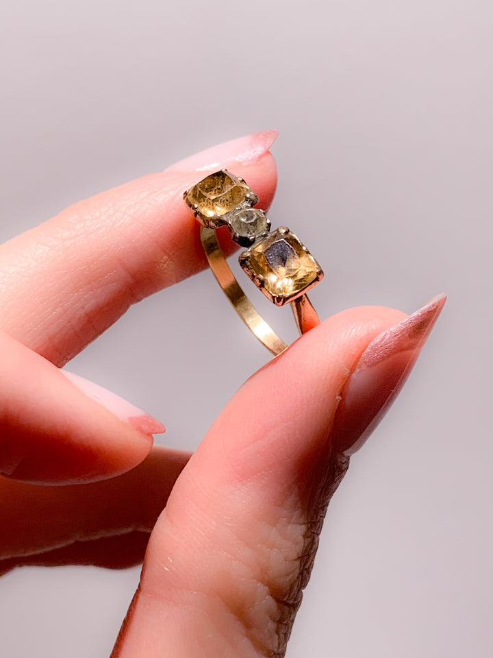 Glorious Imperial Topaz and Paste Bow Ring in 18k