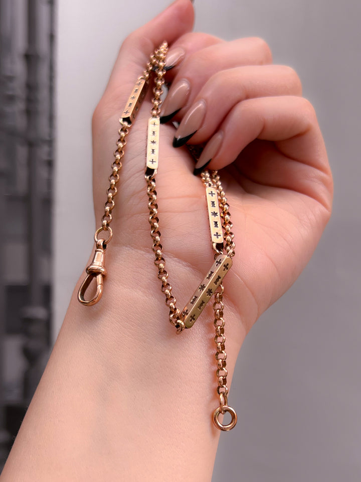 Sumptuous 9ct Pink Gold English Station Chain