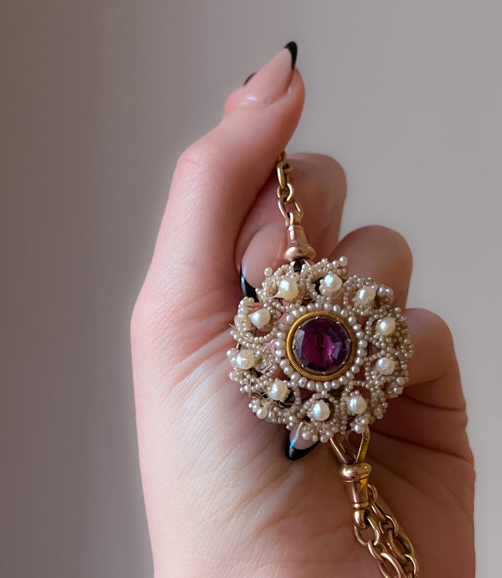 Rare Early 19th Century Pearl Work Brooch