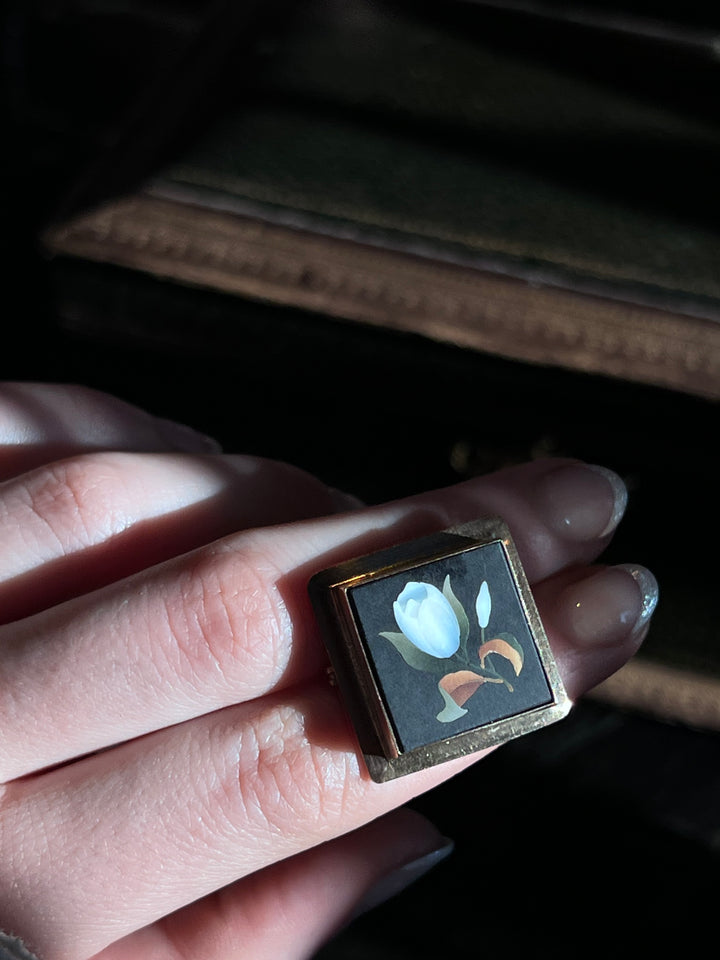 9ct Italian Pietradura Brooch Circa 1860