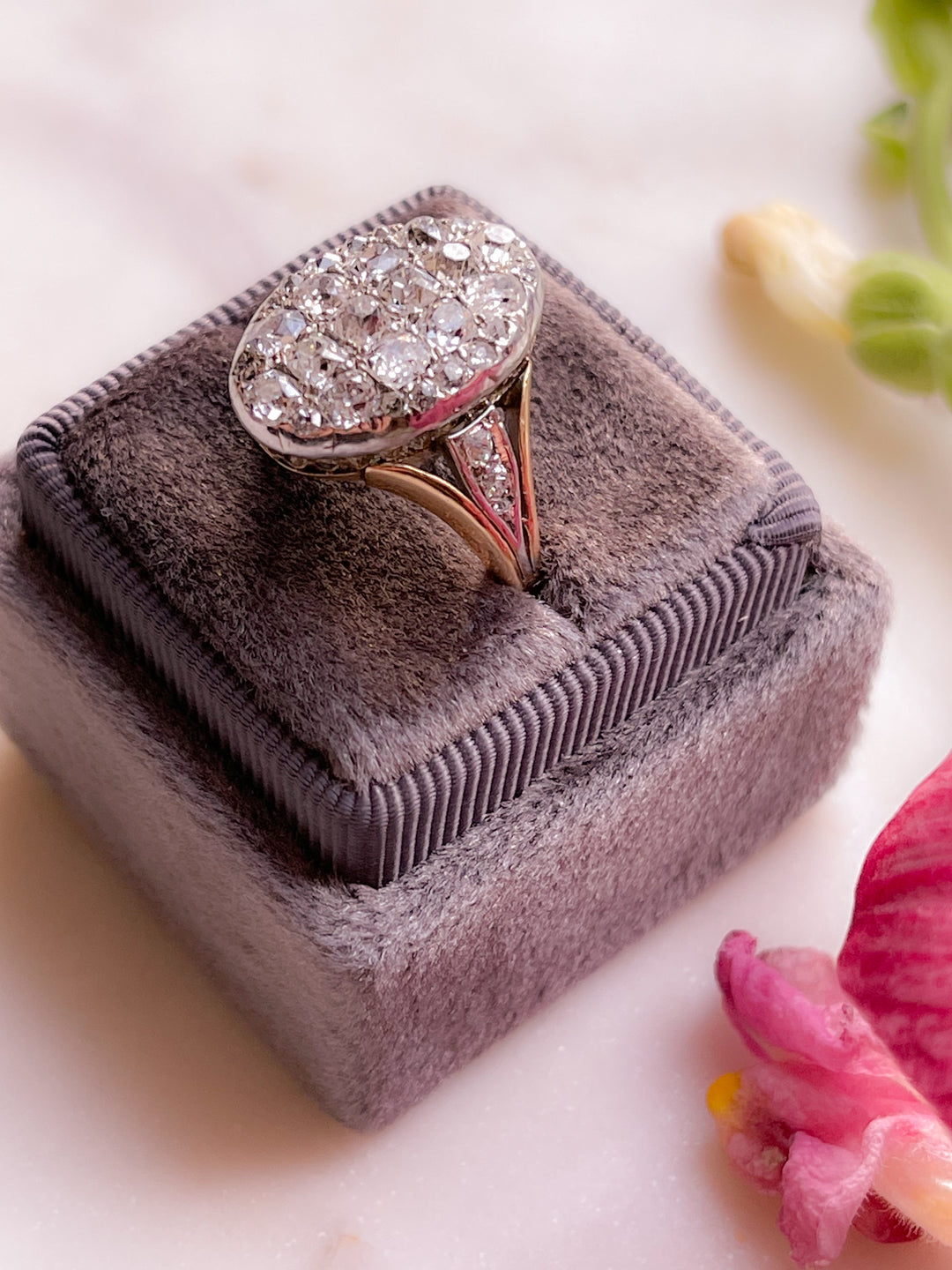 Gorgeous 18k Victorian Diamond Plaque Ring