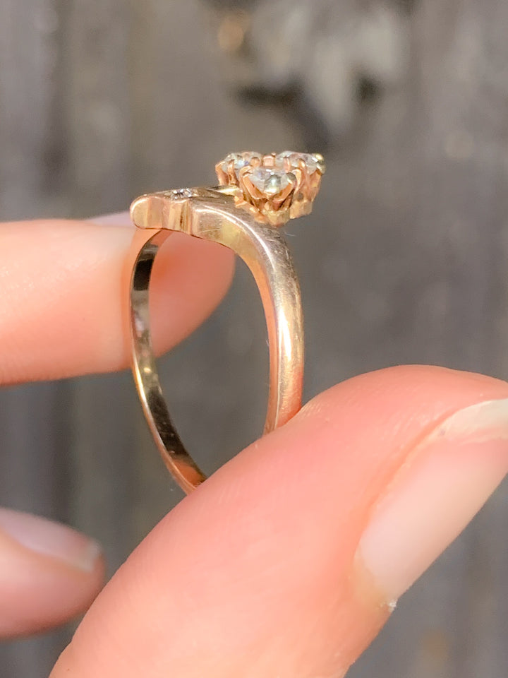 Edwardian 14k European Diamond Clover Ring