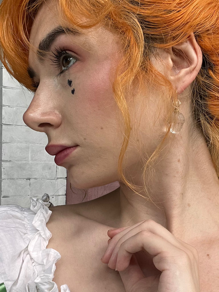 Delightfully Sassy Glass Acorn Earrings in 14k