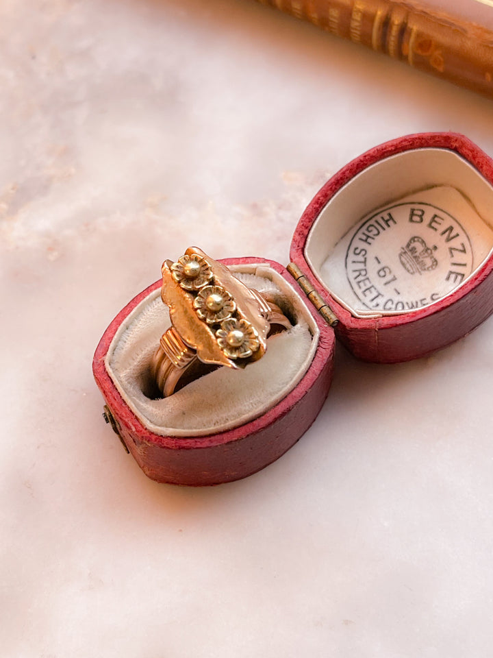 14k Aesthetic Movement Floral Medallion Ring