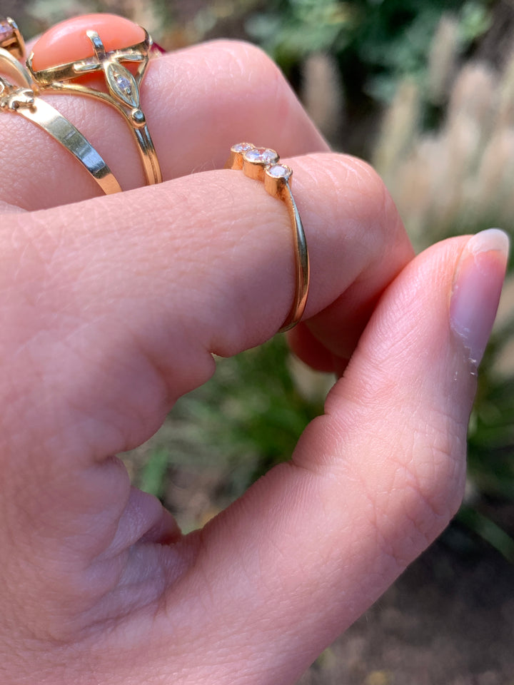 Pink Quartz & Diamond Heart Ring in 14k *
