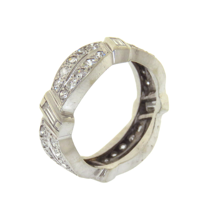 Superb Emerald Cut Diamond Mid Century Ribbon Band 1.35ctw (INCLUDE GEORGIAN FOB)