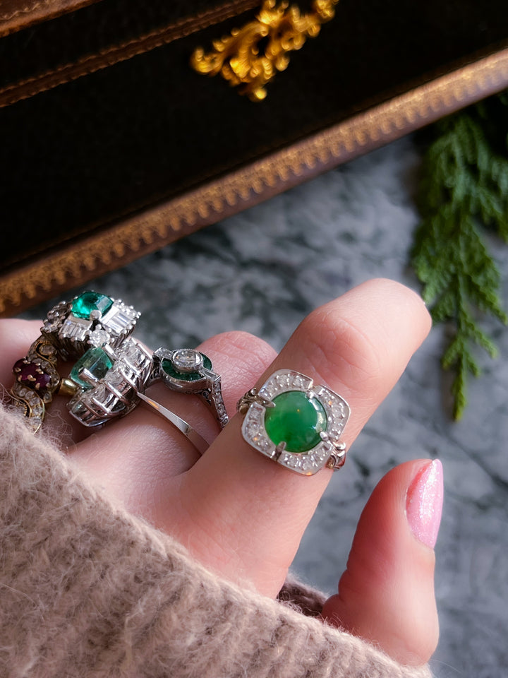 14ct White Gold Candy Apple Jade Conversion Ring