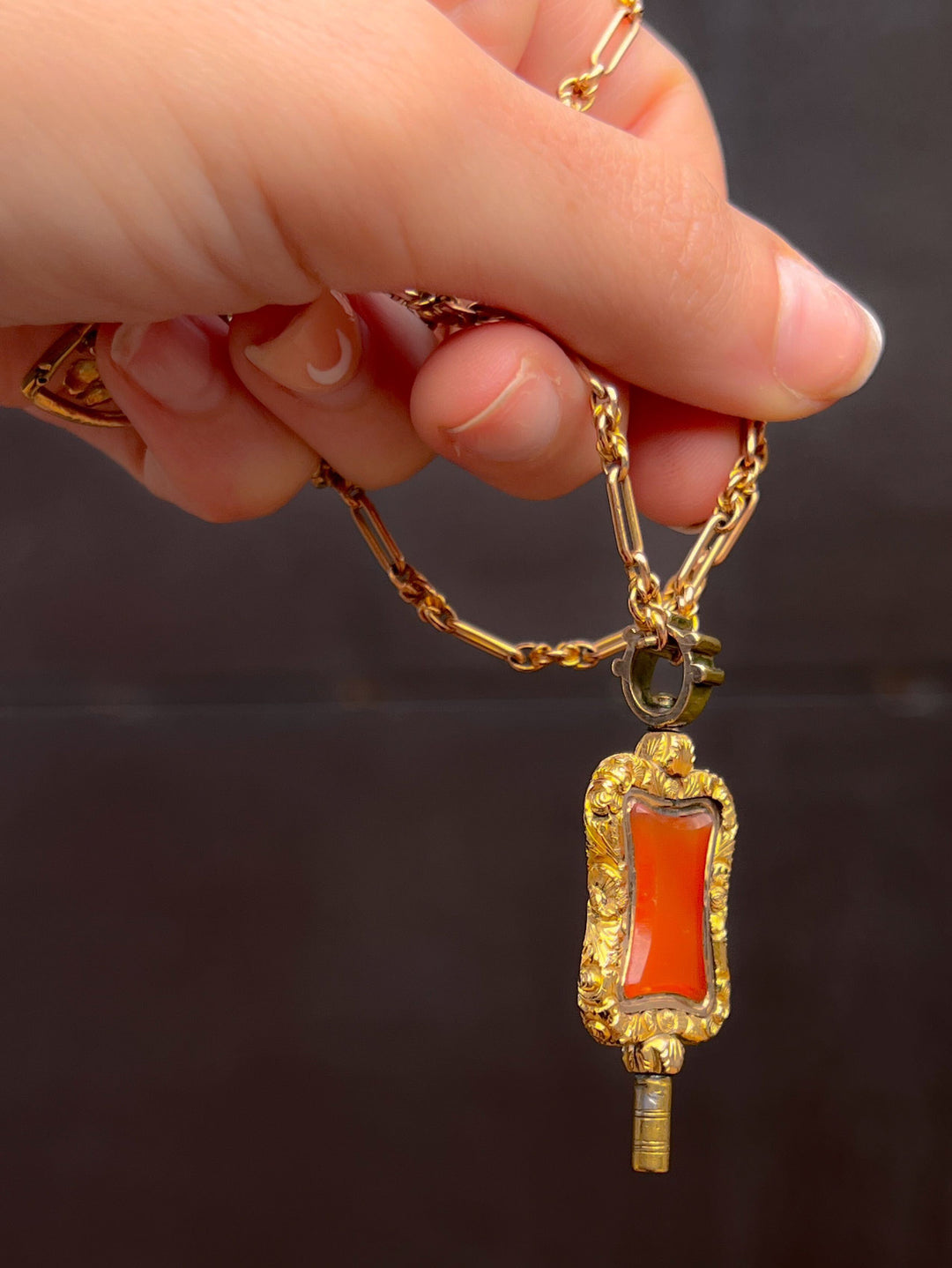 Exceptional Large Scale Gold-Cased Carnelian Fob