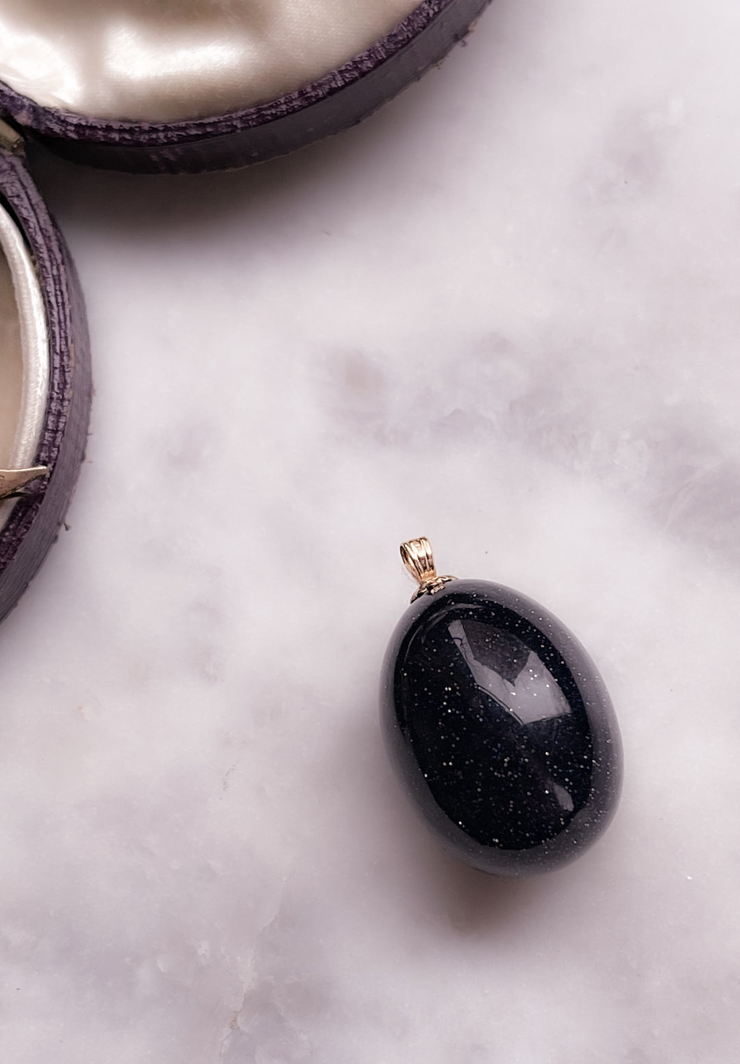 Midnight Stone Egg with 14k Top