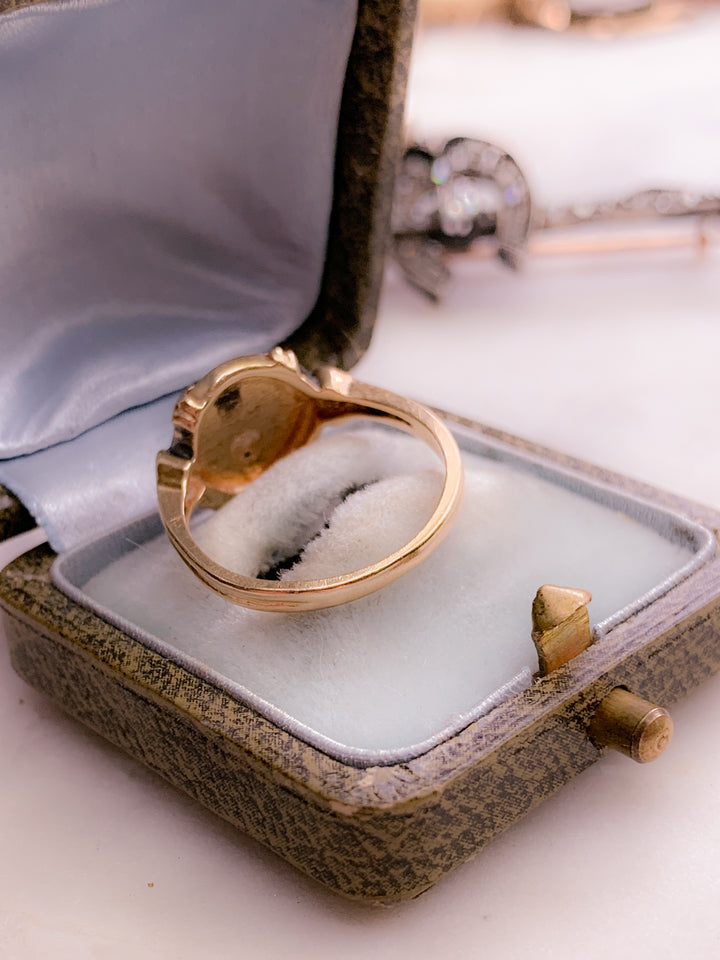 Antique 14k & Enamel Pansy Conversion Ring