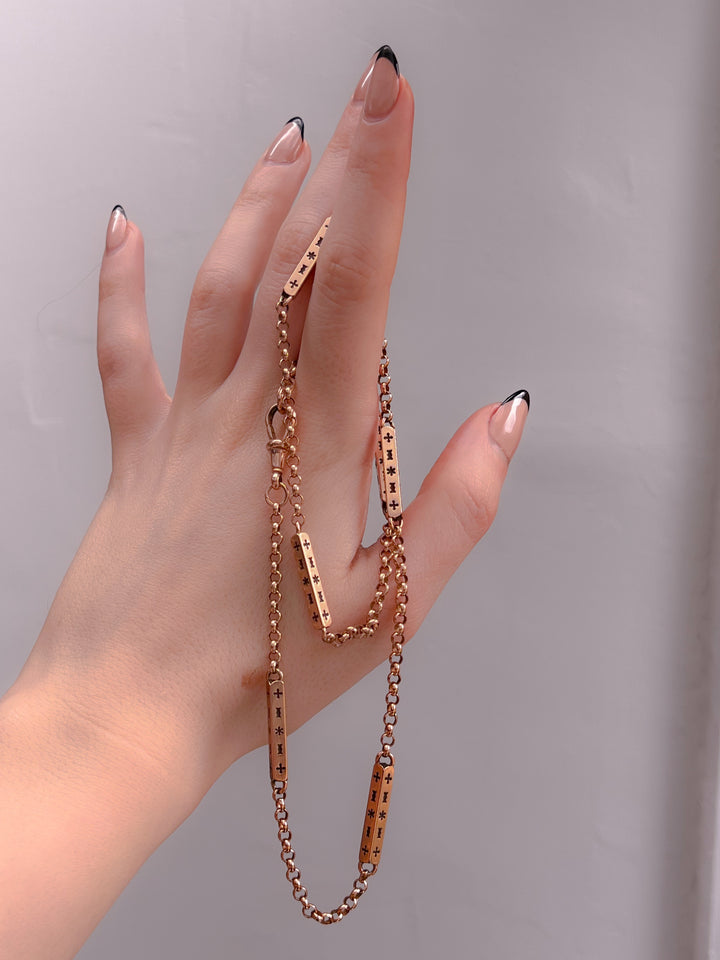 Sumptuous 9ct Pink Gold English Station Chain