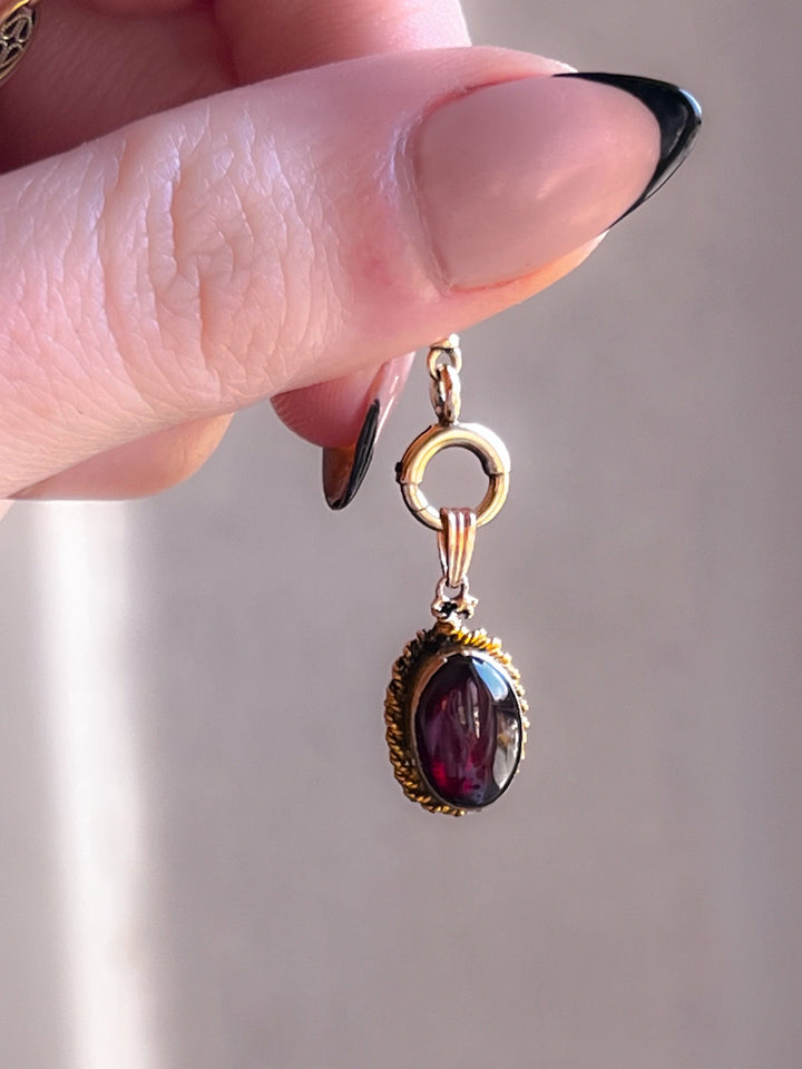 Delicious Victorian Cabochon Garnet Conversion Pendant