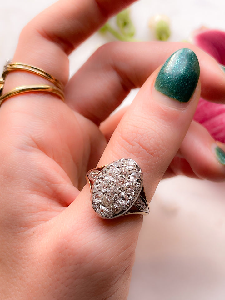 Gorgeous 18k Victorian Diamond Plaque Ring