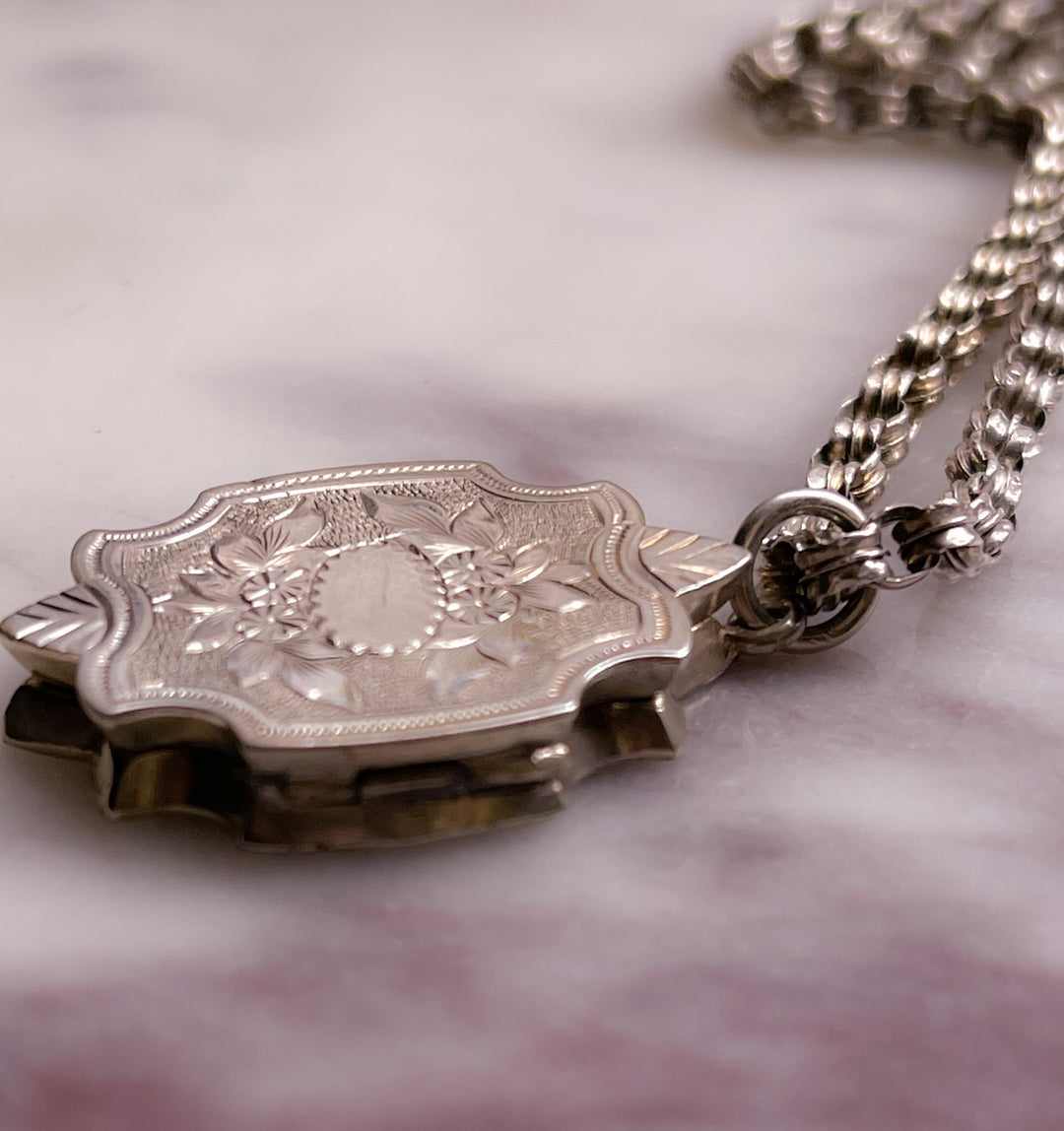 Victorian Sterling Silver Rollo Chain with Special Aesthetic Movement Locket
