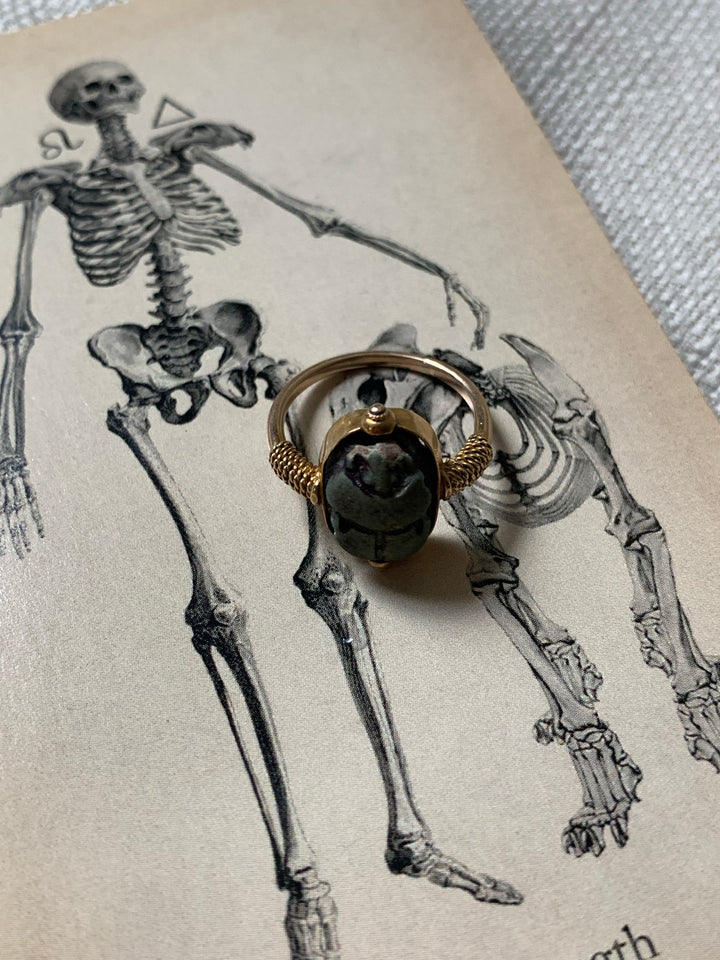 18k Set Scarab Ring Circa 1920s