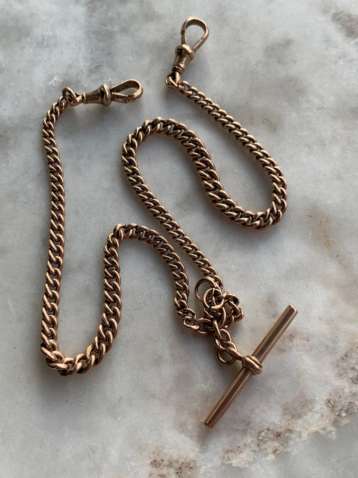 Rare Victorian Trombone Link Chain with Matching Fob